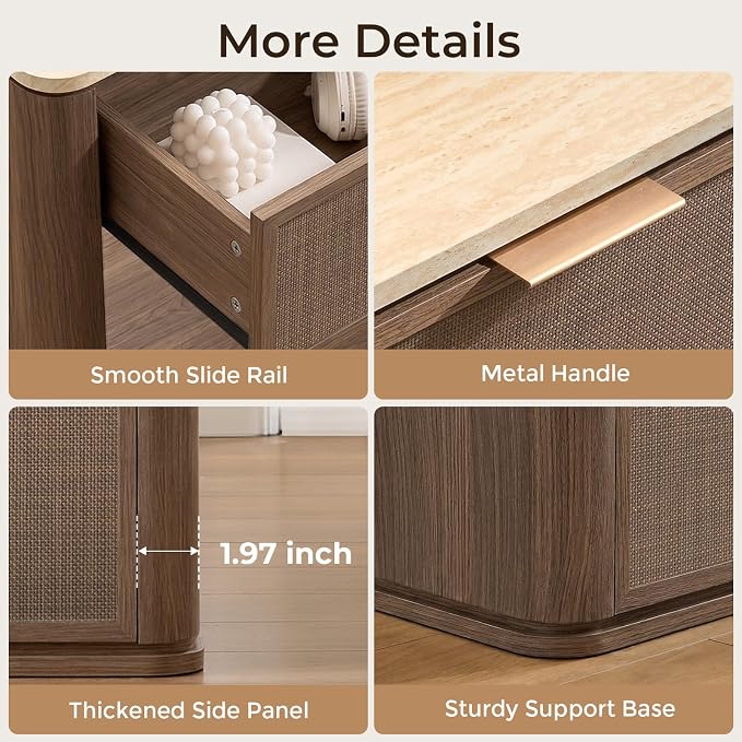 Night Stand, 23.11" W Rattan Nightstand - Image 4