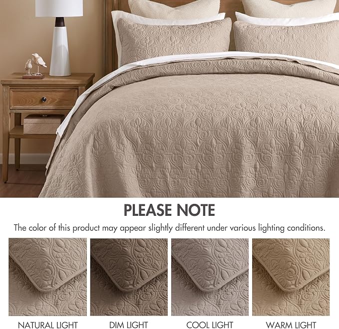 Madison Park King Quilt Bedding Set, Cottage-Inspired Damask, Classic Stitch - Image 8