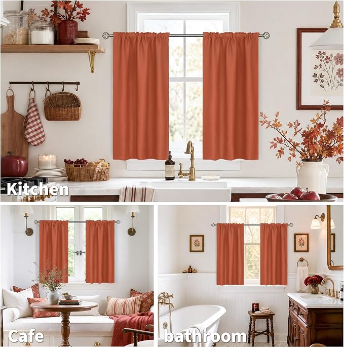 BGment Terracotta Blackout Curtains 40 Inches Long - Image 2