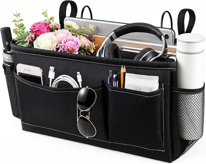 Bedside Caddy for Dorm Bed, Bedside Storage Bag Hanging Organizer | Metal Frame by Fabtotes