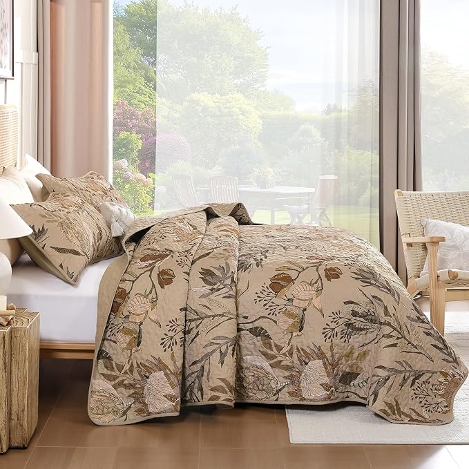 Dintszyayue Fall Quilt Queen Size Brown, Soft Microfiber Lightweight Farmhouse - Image 3