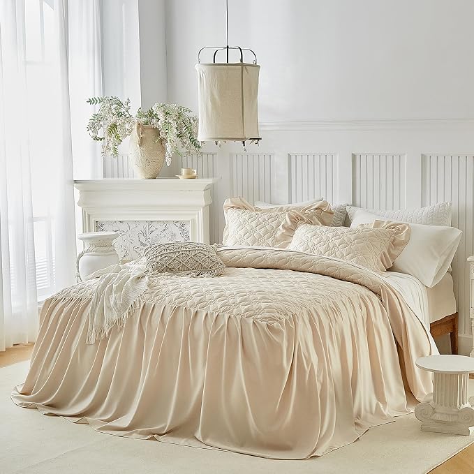 Ruffle Skirt Bedspread Set Flower Style - Image 2