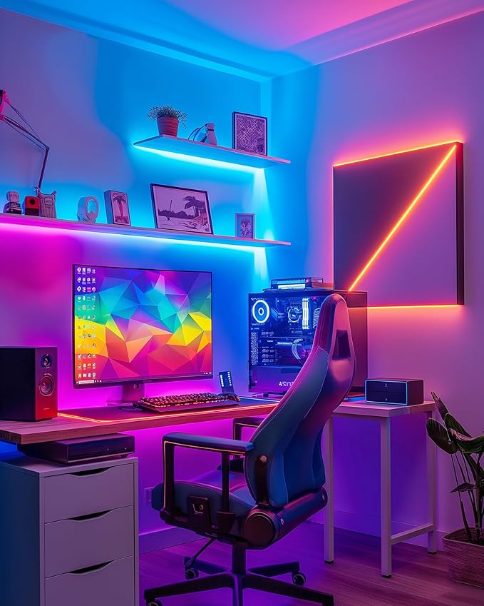 HitLights LED Strip Lights, 4 Pre-Cut Waterproof RGB Small LED Light Strip Kit Dimmable Color Changing SMD 5050 LED Tape Light with RF Remote, UL-Listed Power Supply and Connectors for TV Bedroom Home