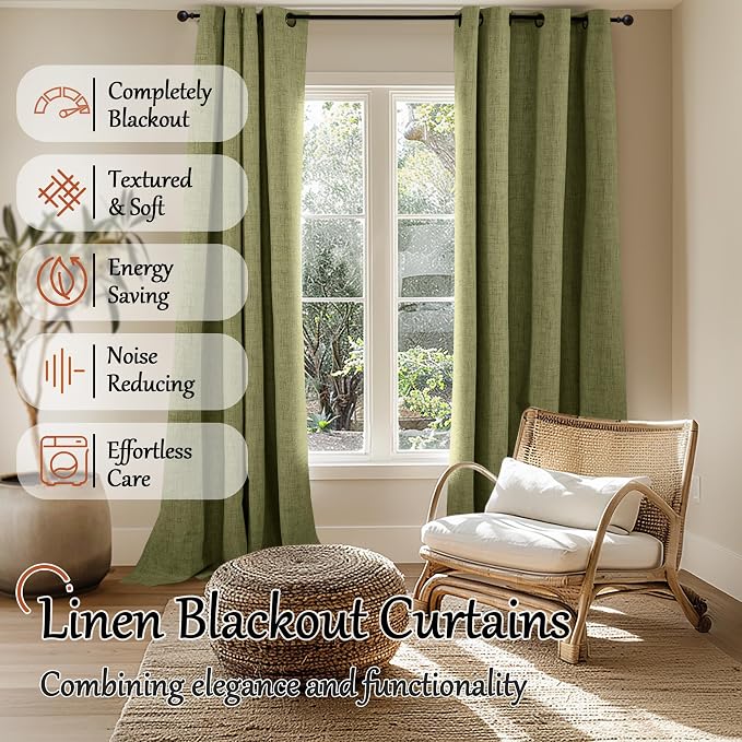 Linen Blackout Curtains for Living Room - Image 2