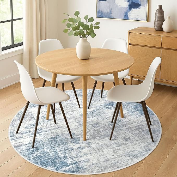 Abstract Round Area Rug 6 Ft Washable Circle Rugs Large Round Rug Non Slip Thin - Image 2