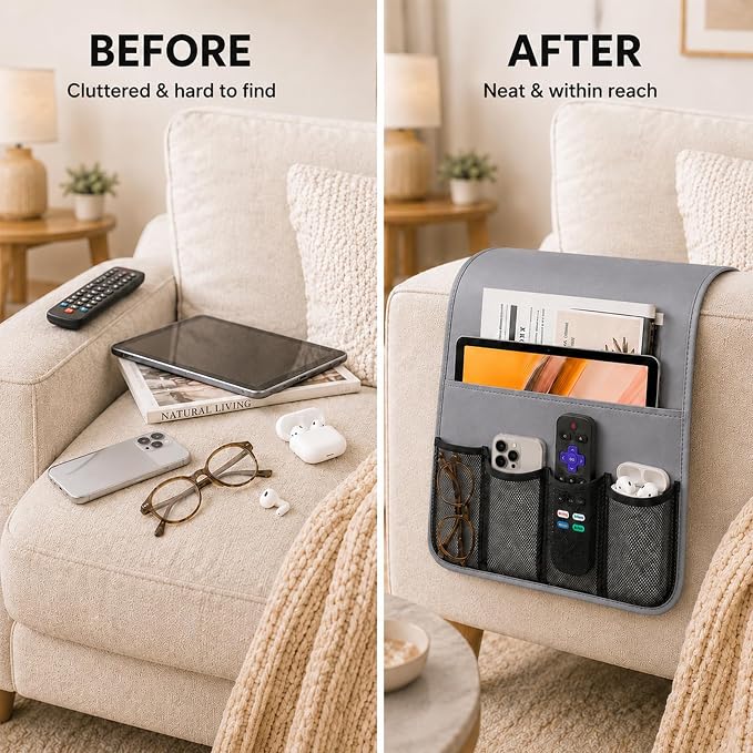 Armchair Caddy for Couch Remote Control Holder Recliner Armrest Organizer Non - Image 5
