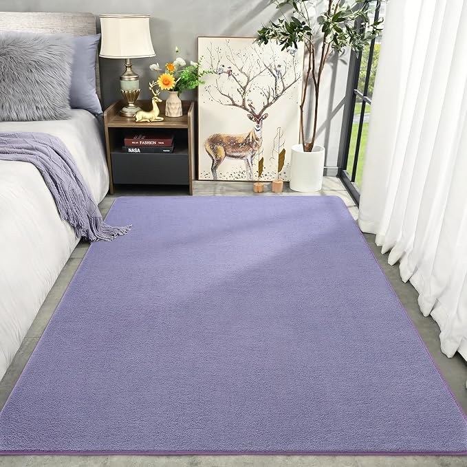 Modern Area Rug for Bedroom Living Room, 5x8 Purple Memory Foam Rug | Thickened - Image 2