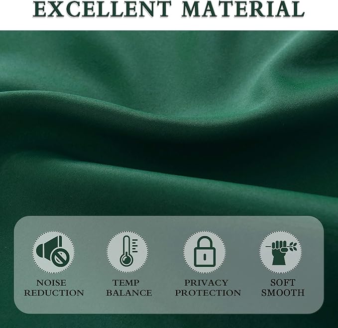 Emerald Green Room Darkening Curtain Panels 84 Inches Long, Heat Block Out and - Image 4