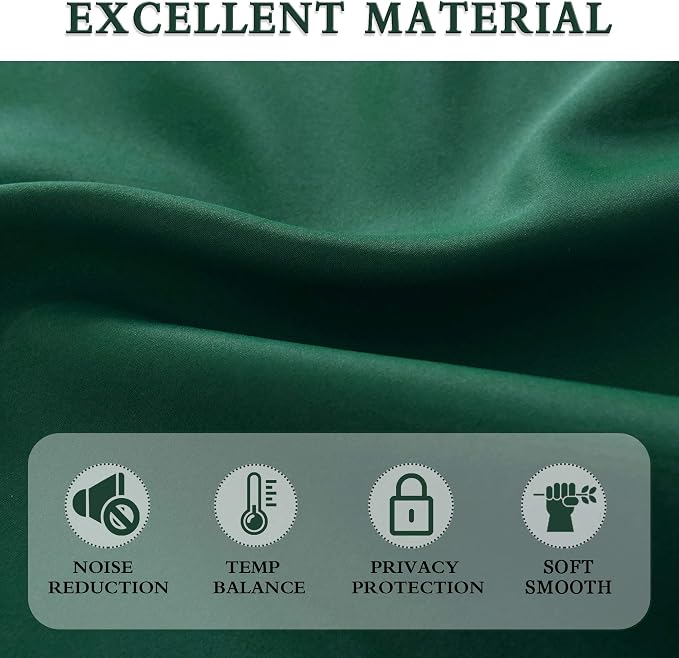 Dark Emerald Green Blackout Window Curtains - Image 5