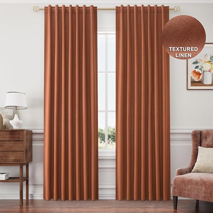 Joywell 100% Blackout Linen Curtains 96 Inch Long - Image 8