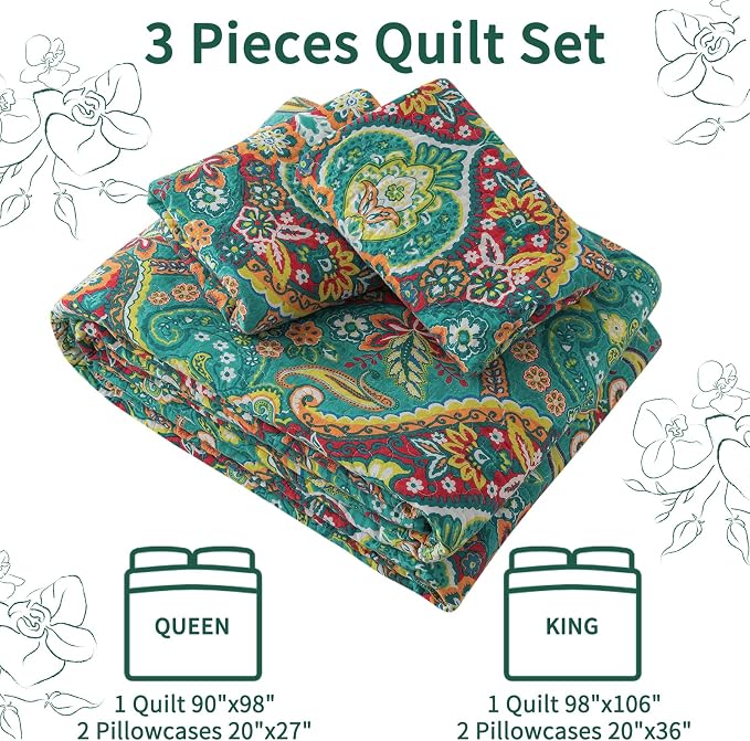 VAPUTAR 100% Cotton Face King Quilt Bedding Set - Image 6