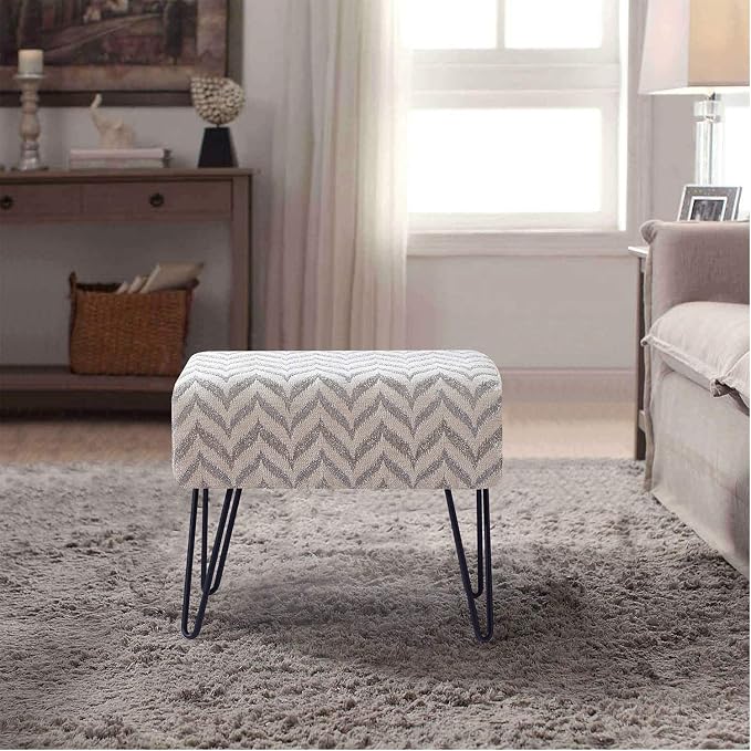 Home Soft Things Jacquard Chenille Ottoman, Arusha - Image 5