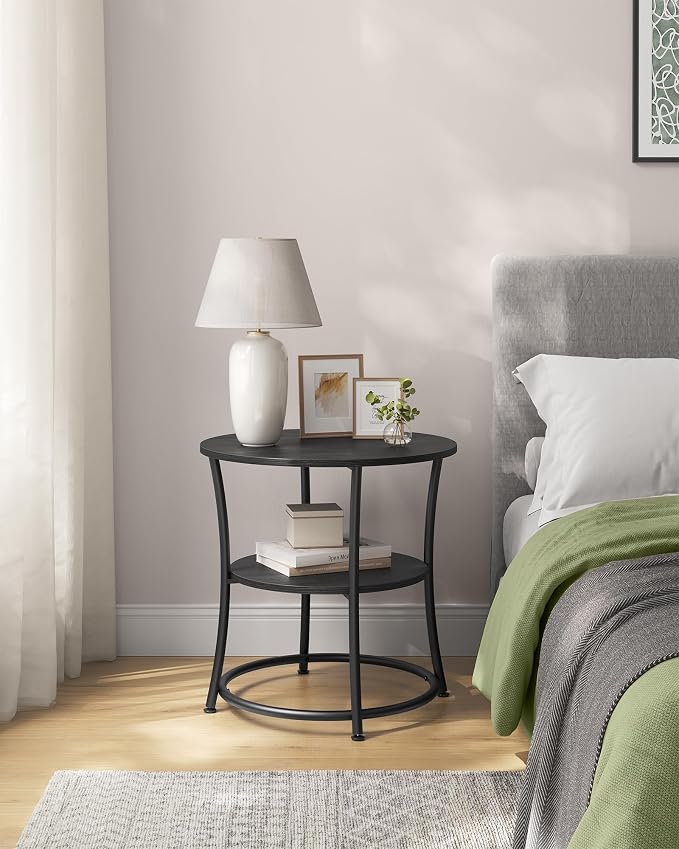 VASAGLE 21.7-Inch Round Side Table, 2-Tier End Table | Nightstand - Image 7