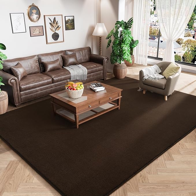 Large Area Rugs for Bedroom Living Room, 6x9 Brown Memory Foam Rug | Thickened by AmeareaDirect