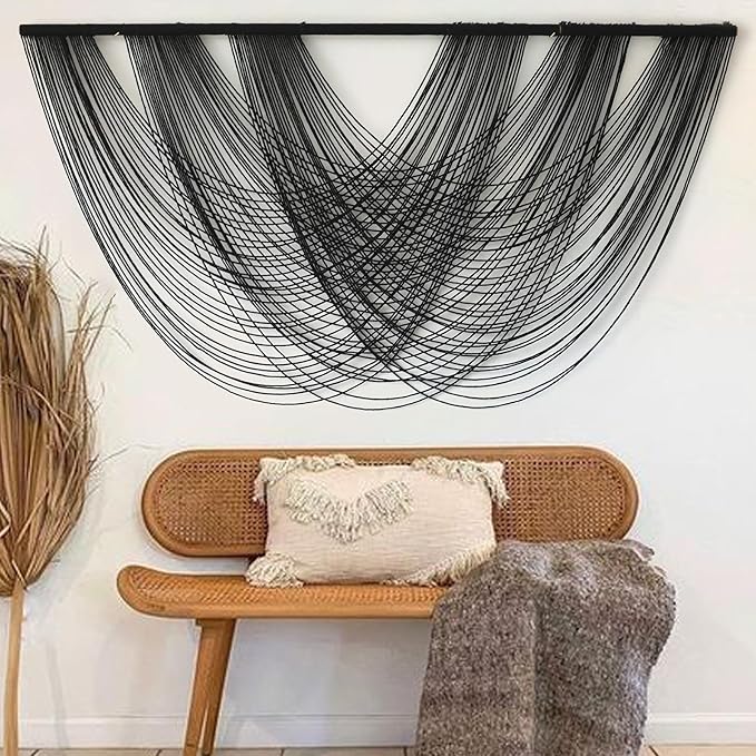 Flber Macrame Wall Hanging Black 59.00" W x 31.00" L Boho Wall Decor Large Boho by FLBER