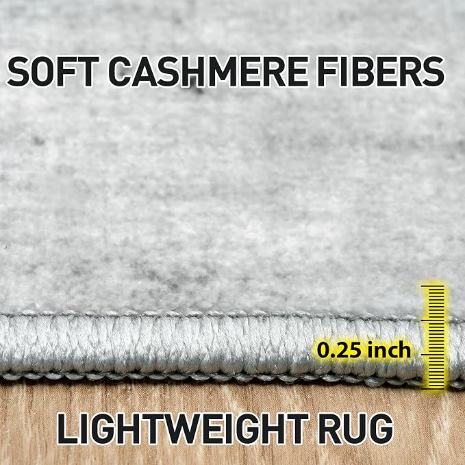 10x14 Area Rugs for Living Room: Washable Abstract Black White Grey Carpet | - Image 7