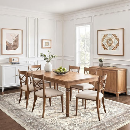 10x12 Area Rug Living Room: Washable Boho Large Neutral Vintage Soft Rugs Stain Resistant Farmhouse Non Slip Indoor Floor Carpet for Bedroom Nursery Kids Playroom Office Dining Room- Beige Brown