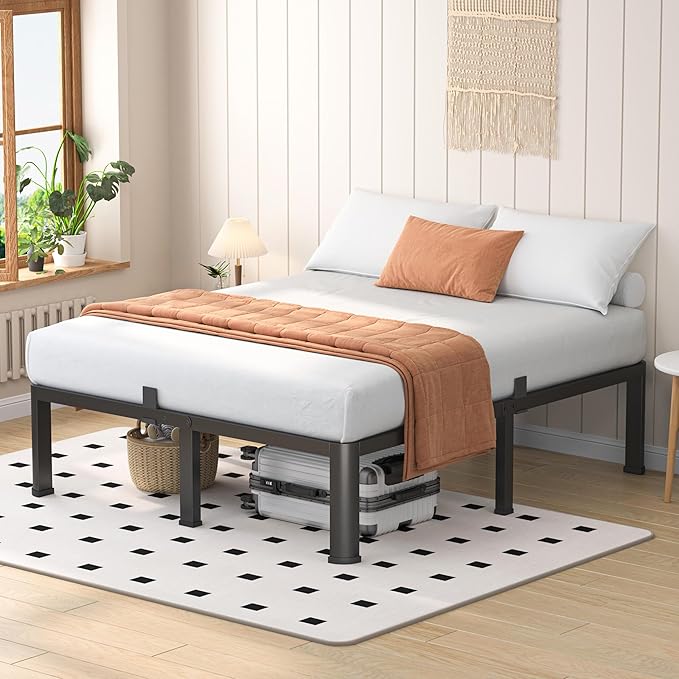 12 Inch Full Heavy Duty 3500 lbs Bed Frame with Round-Corner Legs & Anti-Squeak Design – Quick Assembly Metal Platform, No Box Spring Needed