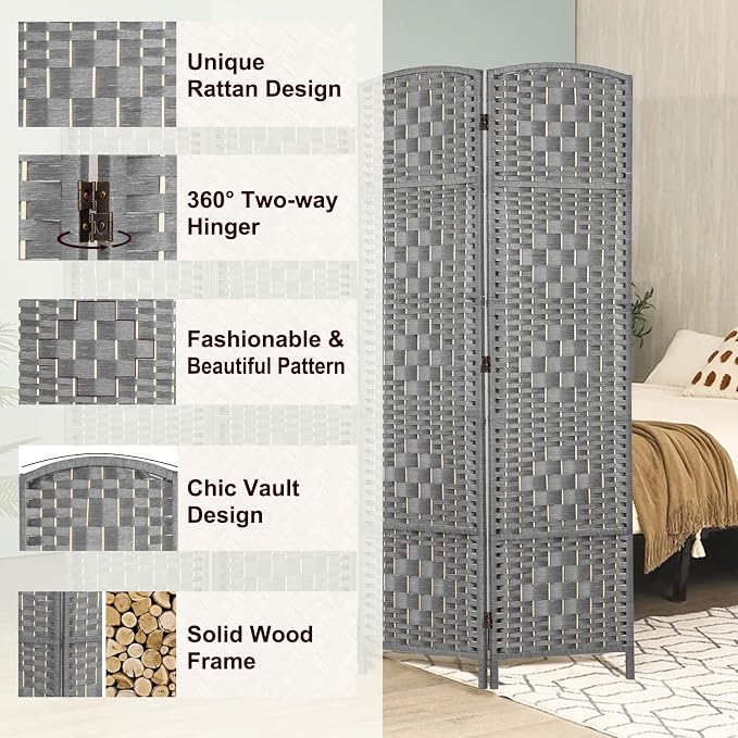RHF Room Divider Panel, Partition Room Dividers, 8 Panel Privacy Screen - Image 4