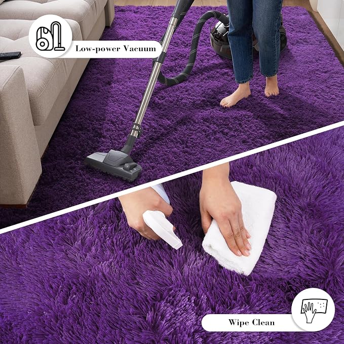Purple 8x10 Area Rugs for Bedroom, Fluffy Shag Rugs Large Bedroom Carpet | - Image 5