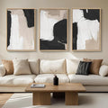 Large Framed Black and White Neutral Abstract Wall Art, 3 Piece, 24x36 In | by Cuspin