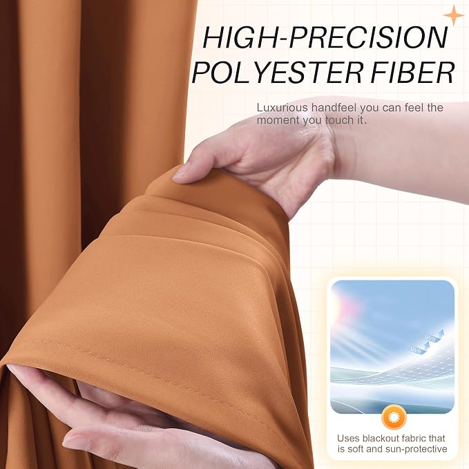Etherealveil Terracotta Pinch Pleated Blackout Curtains 2 Panels 40"x120" | - Image 5