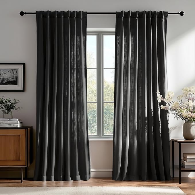 Deconovo Linen-Blend Semi-Sheer Curtains 2 Panels, Hidden Tab and Rod Pocket by Unknown