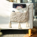 Mkono Macrame Armchair Caddy, Boho Couch Armrest Organizer, 4 Pockets Beige | by Mkono