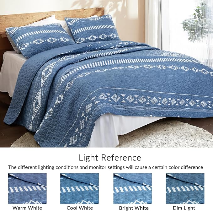 Whale Flotilla Reversible Blue Print Quilt Twin Size - Image 7
