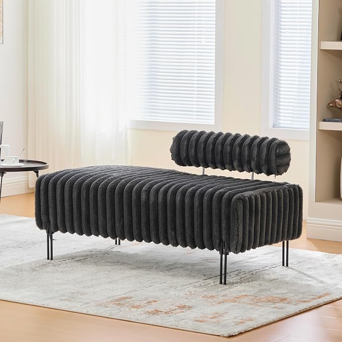 KEIKI 49.6" Upholstered Sofa End of Bed Bench Ottoman Footrest, Mini Loveseat by KEIKI