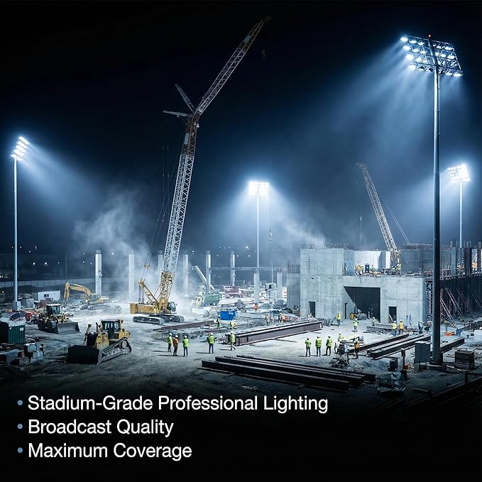 XXBSAZ 300W LED Flood Light Outdoor, High Power Plug-in & Hardwired Commercial Work Light, IP66 Waterproof 6500K Daylight for Parking Lots, Warehouses & Construction Sites (2 Pack)