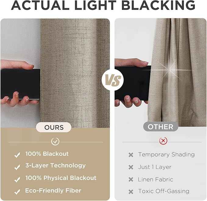 Joydeco Blackout Curtains 120 Inches Long 2 Panels Burg, Room Darkening Curtains - Image 6