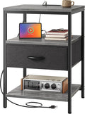 SUPERJARE Nightstand with Charging Station, USB-C Port, Bedside Table | 27.7 by SUPERJARE