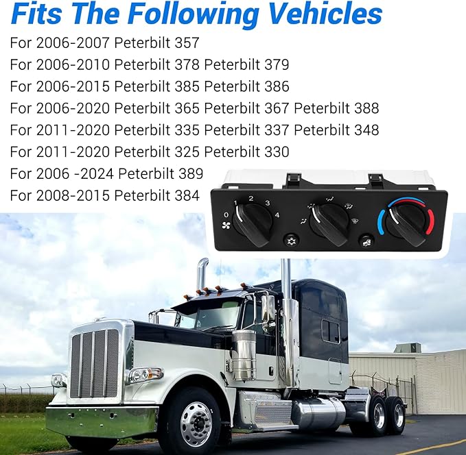 Q21-6012 AC Climate Control Module Compatible with Peterbilt 325 330 335 337 348 357 365 367 378 379 384 385 386 388 389 Trucks A/C Control Panel, Q216012 HVAC Air Temperature Controller Switch Unit