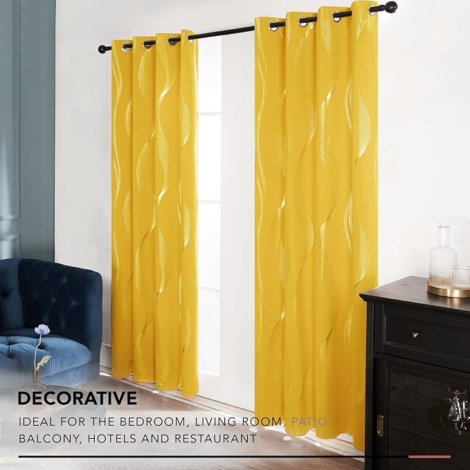 Deconovo Curtains for Living Room, Pattern Blackout Curtains 54 Inches Long | - Image 4