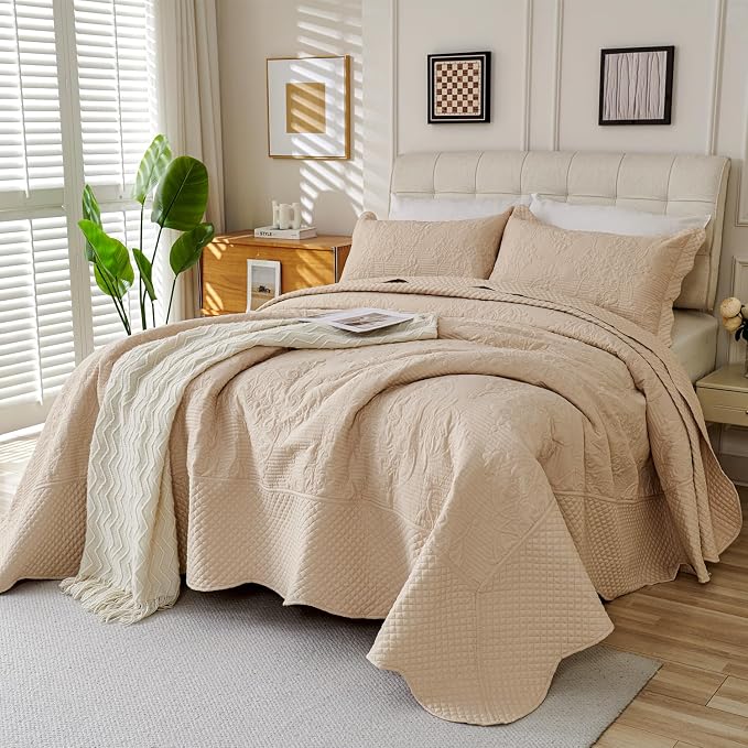 EVENHUG Oversized King Bedspreads California King Quilt Set - Image 4