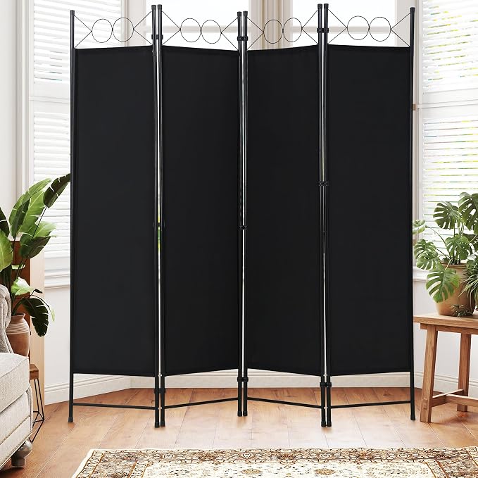 PayLessHere 4 Panel Room Divider 6FT Steel Frame Screen Folding Privacy Divider - Image 2