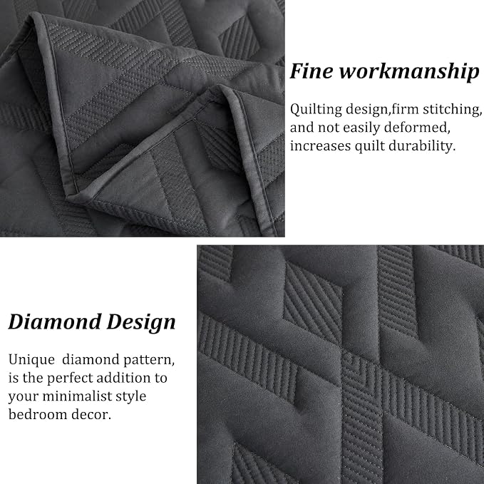 Cmfshape Diamond Embroidery Quilt Set, 3 Pieces King Quilt Bedding Set - Image 7