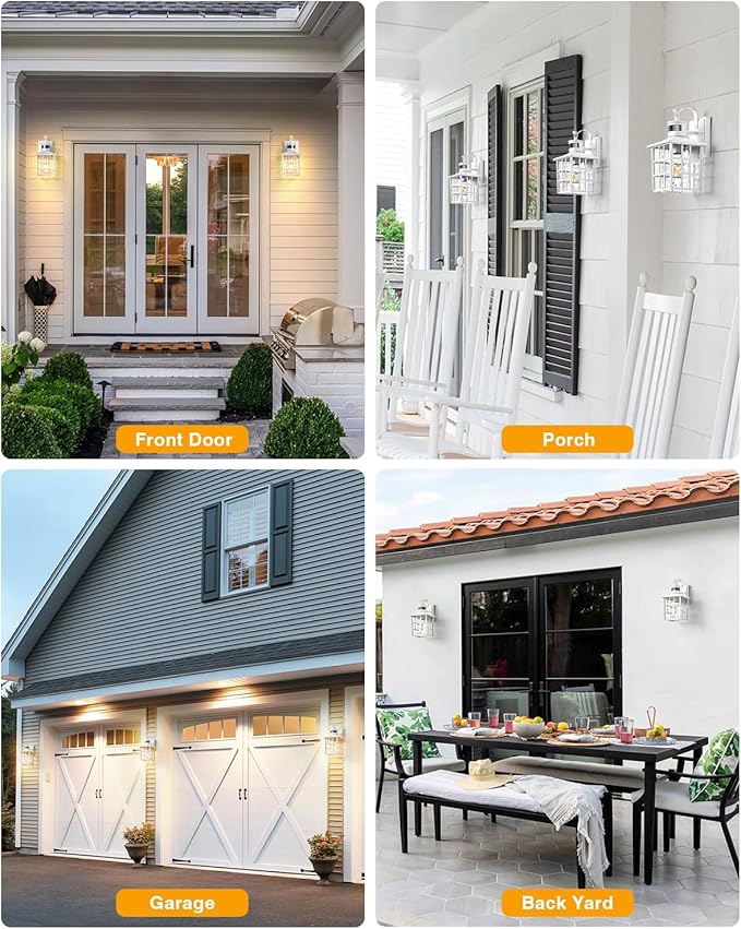 VIANIS Motion Sensor Outdoor Lights, White Dusk to Dawn Wall Lights, Exterior Light Fixture, Anti-Rust 100% Aluminum Outdoor Wall Lantern Wired for Garage Patio, Front Porch Light