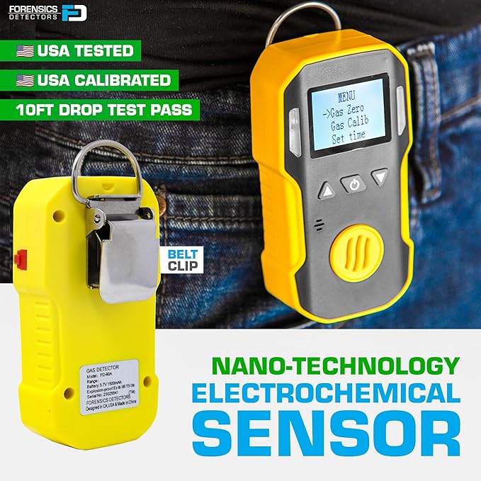 Carbon Monoxide CO Meter by Forensics | USA NIST Calibration | Dust & Explosion Proof | USB Recharge | Sound, Light and Vibration Alarms | 0-1000 ppm |