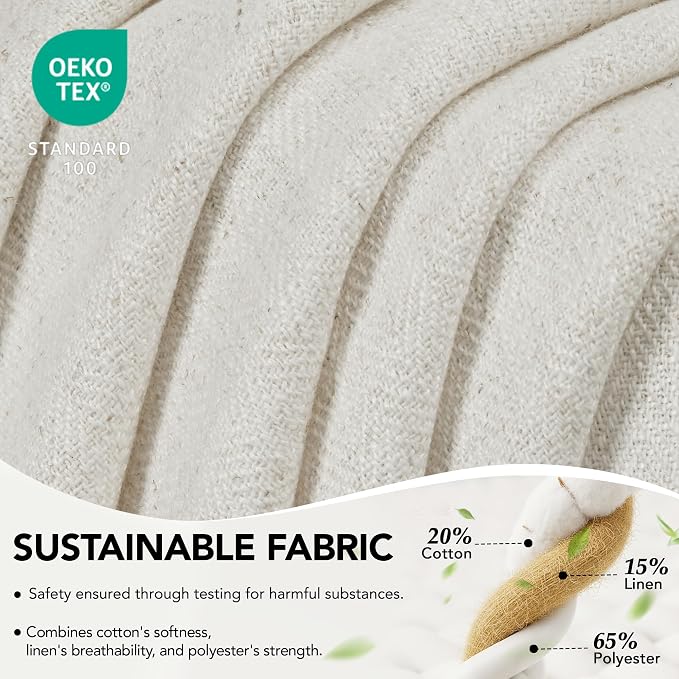 Deconovo Sheer Curtains, Light Filtering Linen Blend Drapes - Image 2