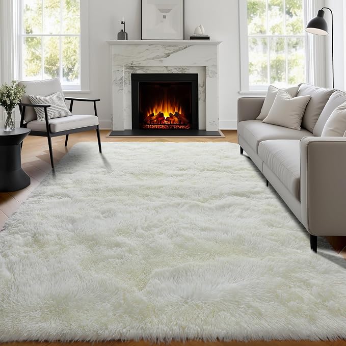 White Fluffy Shag Washable Area Rugs - Image 5