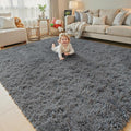 6x9 Shag Area Rug for Living Room, Dark Grey Soft Plush Fluffy Carpet | by Junhejiamei