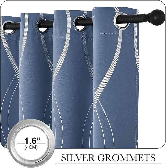 NICETOWN Kitchen Blackout Curtain Panels, Stone Blue, Window Treatment Thermal - Image 3