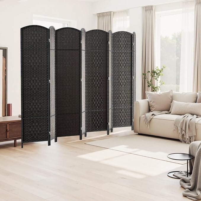 HALLYBEE Room Divider Panel, 8 Panel Partition Room Dividers, Dark Mocha | Room - Image 2