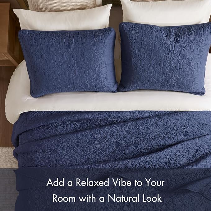Madison Park Queen Quilt Bedding Set, Cottage-Inspired Damask, Classic Stitch - Image 5