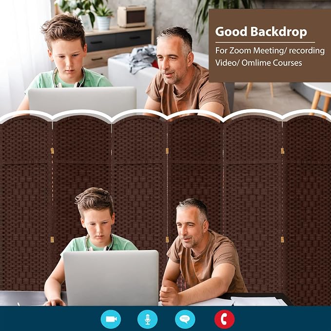 6 Panel Room Divider, 6 FT Wide Folding Screen Room Divider - Image 6