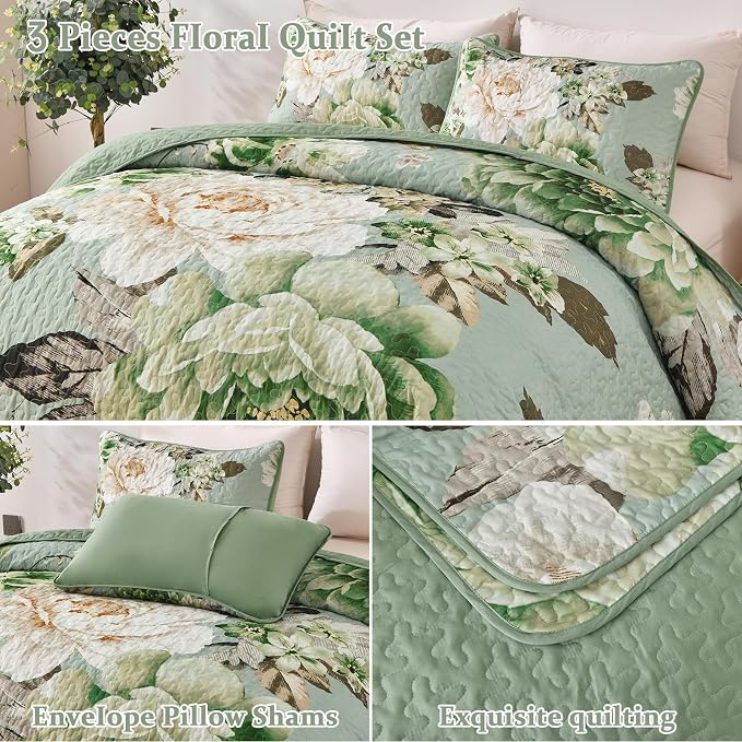 WONGS BEDDING Quilt Queen Size, Soft Microfiber Lightweight Farmhouse Bed Cover - Image 5