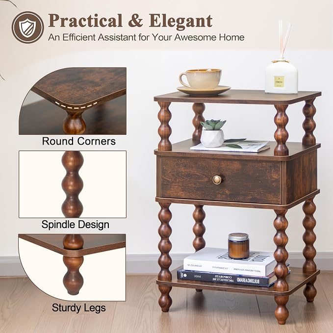 AWASEN Night Stand, Mid Century Nightstand - Image 4