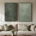 Large Framed Green Abstract Wall Art Set of 2, Modern Sage Green Canvas Prints by Cuspin